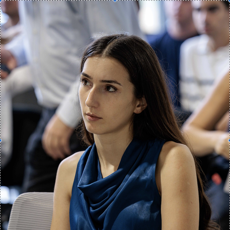 Judy Gabeskiria listens during a lecture